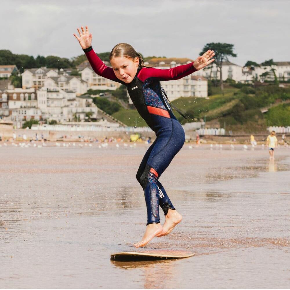 2025 Gul Junior Response 3/2mm Flatlock Back Zip Wetsuit RE1323-C1 - Blue / Rose